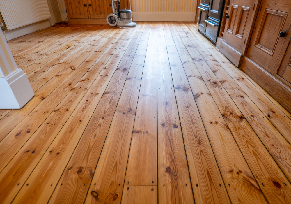 Beautifully restored wood floors, now shining with new life